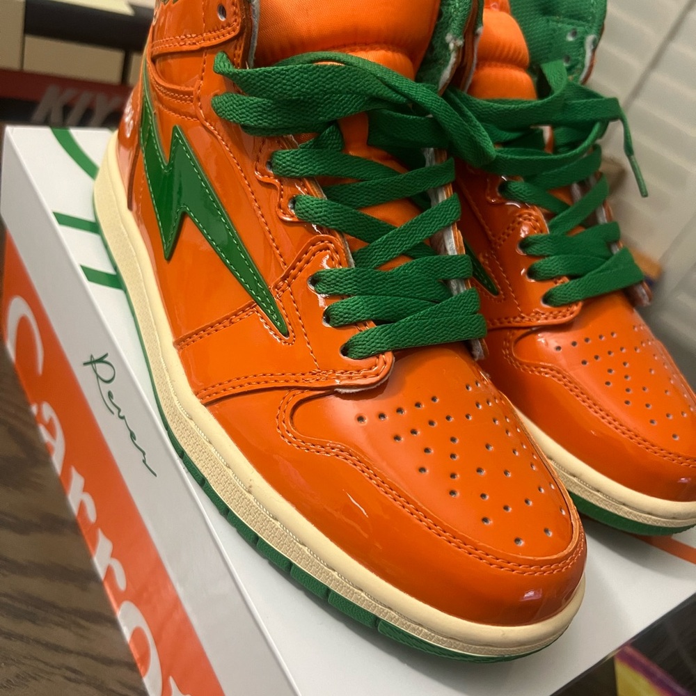 Men's Orange and Green Sneakers